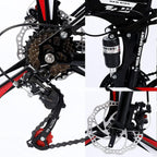 24 Inch Folding Mountain Bike with 21 Speed, High Carbon Steel Frame Mens Mountain Bikes with Full Suspension &amp; Double Disc Brake, Adult Mountain Bike Non-Slip MTB Bicycles for Women &amp; Men