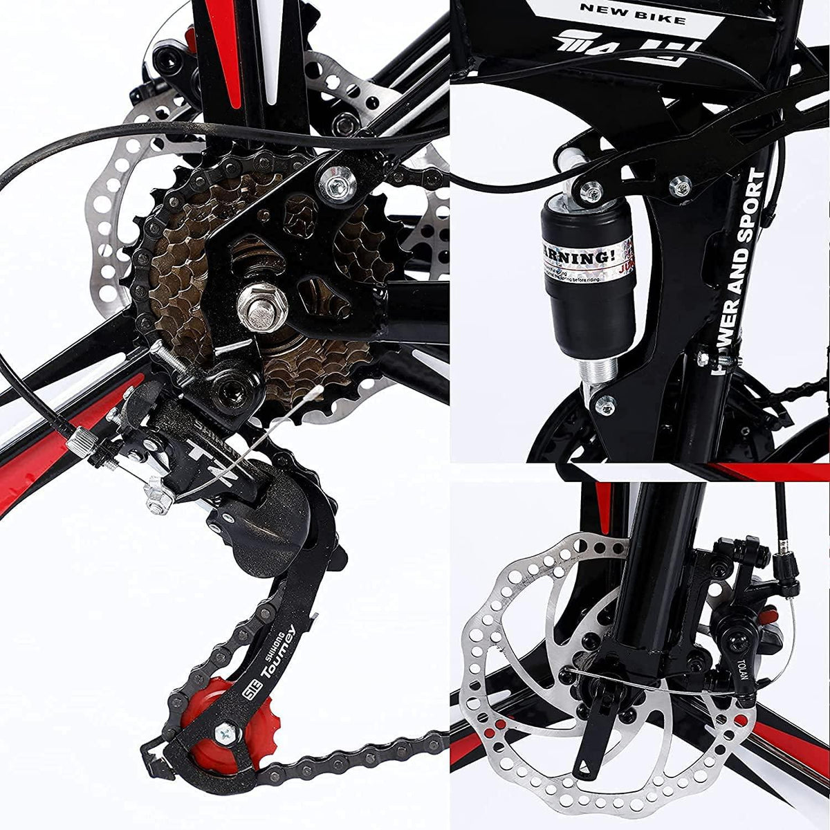 24 Inch Folding Mountain Bike with 21 Speed, High Carbon Steel Frame Mens Mountain Bikes with Full Suspension &amp; Double Disc Brake, Adult Mountain Bike Non-Slip MTB Bicycles for Women &amp; Men