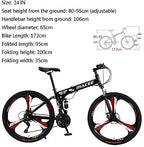 24 Inch Folding Mountain Bike with 21 Speed, High Carbon Steel Frame Mens Mountain Bikes with Full Suspension &amp; Double Disc Brake, Adult Mountain Bike Non-Slip MTB Bicycles for Women &amp; Men