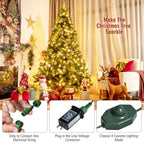 7ft Pre-Lit Artificial Hinged Christmas Tree w/8 Modes LED Lights and Foot Pedal