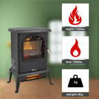 Draliance Electric Fireplace Stove Space Heater 1500W Portable Freestanding with Thermostat, Realistic Flame Logs   for Corners