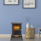 Draliance Electric Fireplace Stove Space Heater 1500W Portable Freestanding with Thermostat, Realistic Flame Logs   for Corners