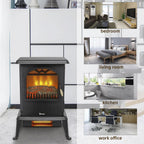 Draliance Electric Fireplace Stove Space Heater 1500W Portable Freestanding with Thermostat, Realistic Flame Logs   for Corners