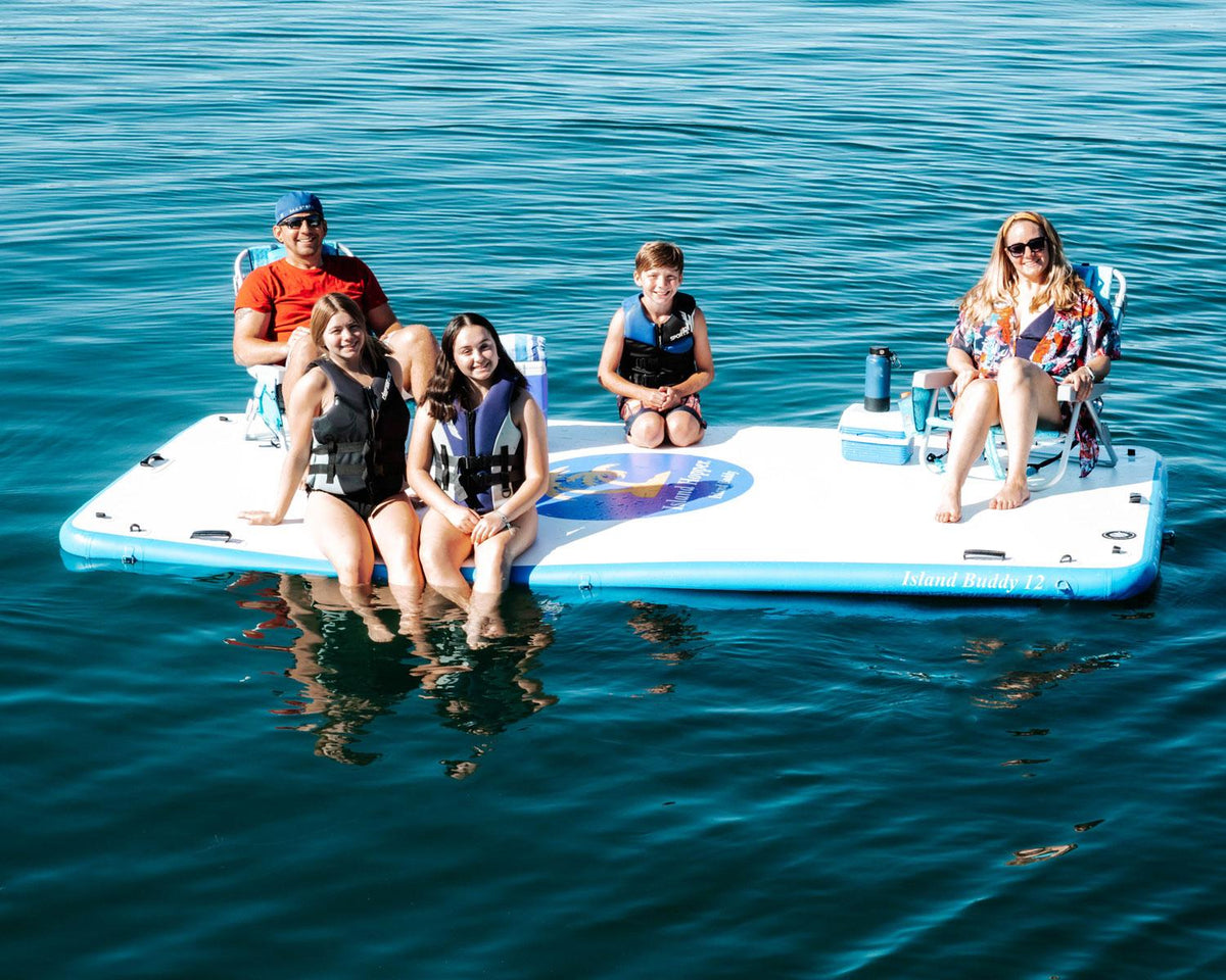 Island Hopper Buddy 12 Foot Inflatable Swimming Water Platform