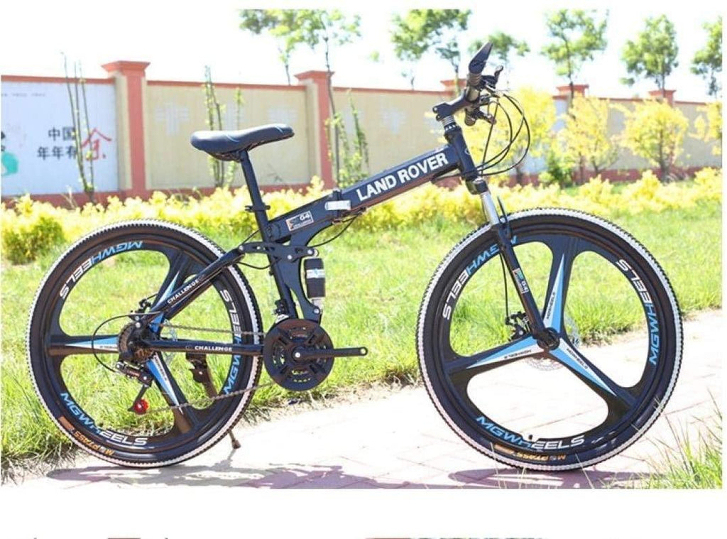 Uni26'' Folding Mountain Bike, 21 Speed Full Suspension Outroad Bikes with Three-Knife Wheel and Disc Brakes, Fashionable City Road Bicycle Outdoors MTB Bikes for Adult/Youth