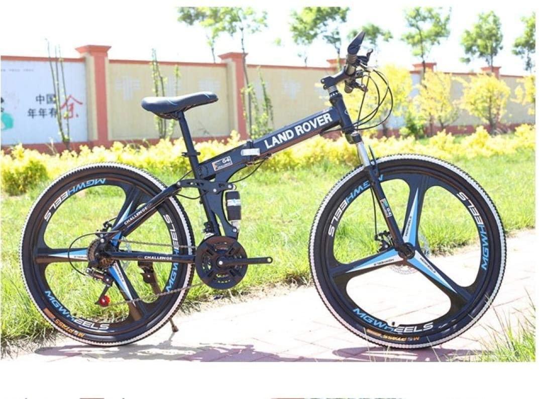 Uni26'' Folding Mountain Bike, 21 Speed Full Suspension Outroad Bikes with Three-Knife Wheel and Disc Brakes, Fashionable City Road Bicycle Outdoors MTB Bikes for Adult/Youth