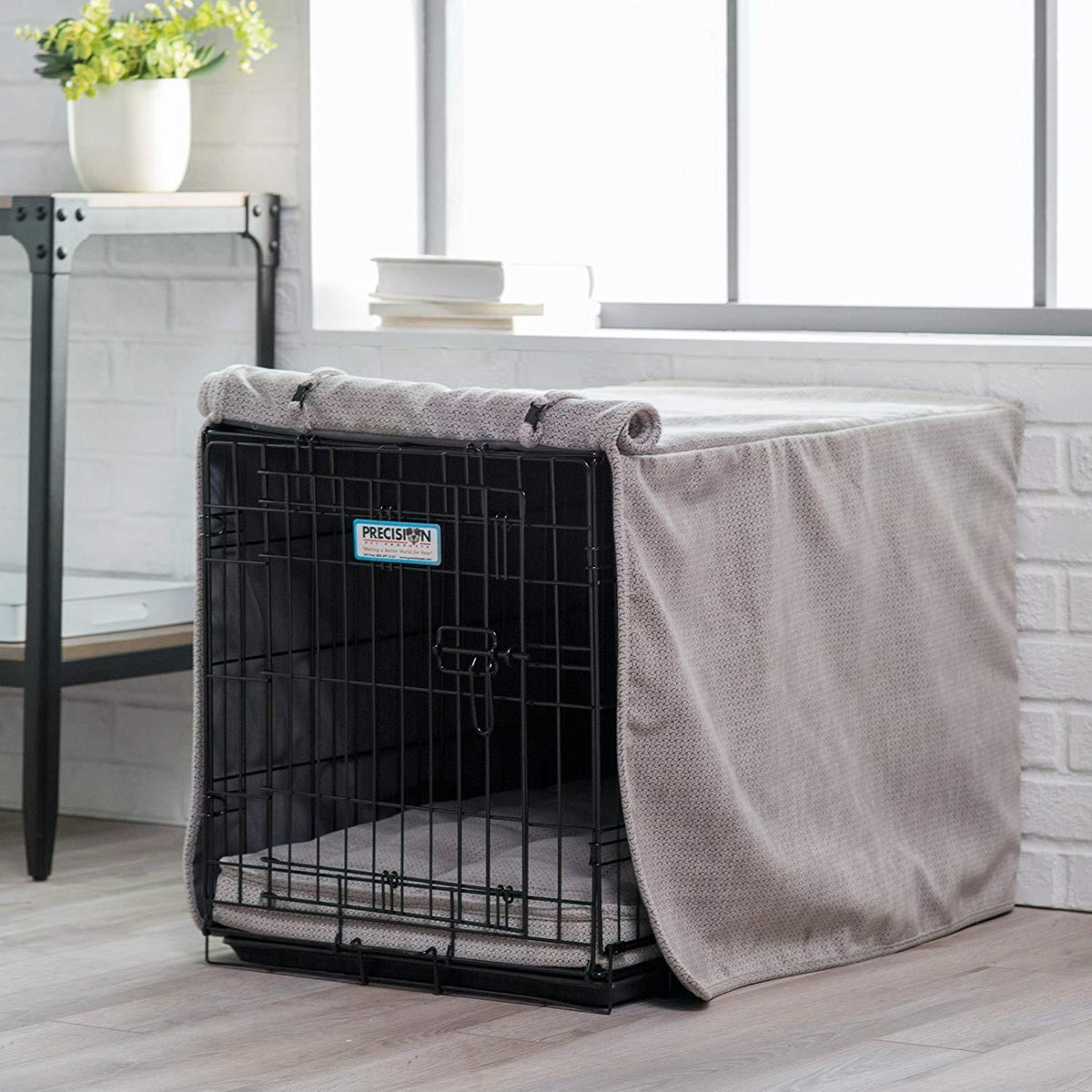 Bowsers Luxury Diam Microvelvet Dog Crate Cover Color: Driftwood, Size: Lar(23" H x 36" W x 25" D)