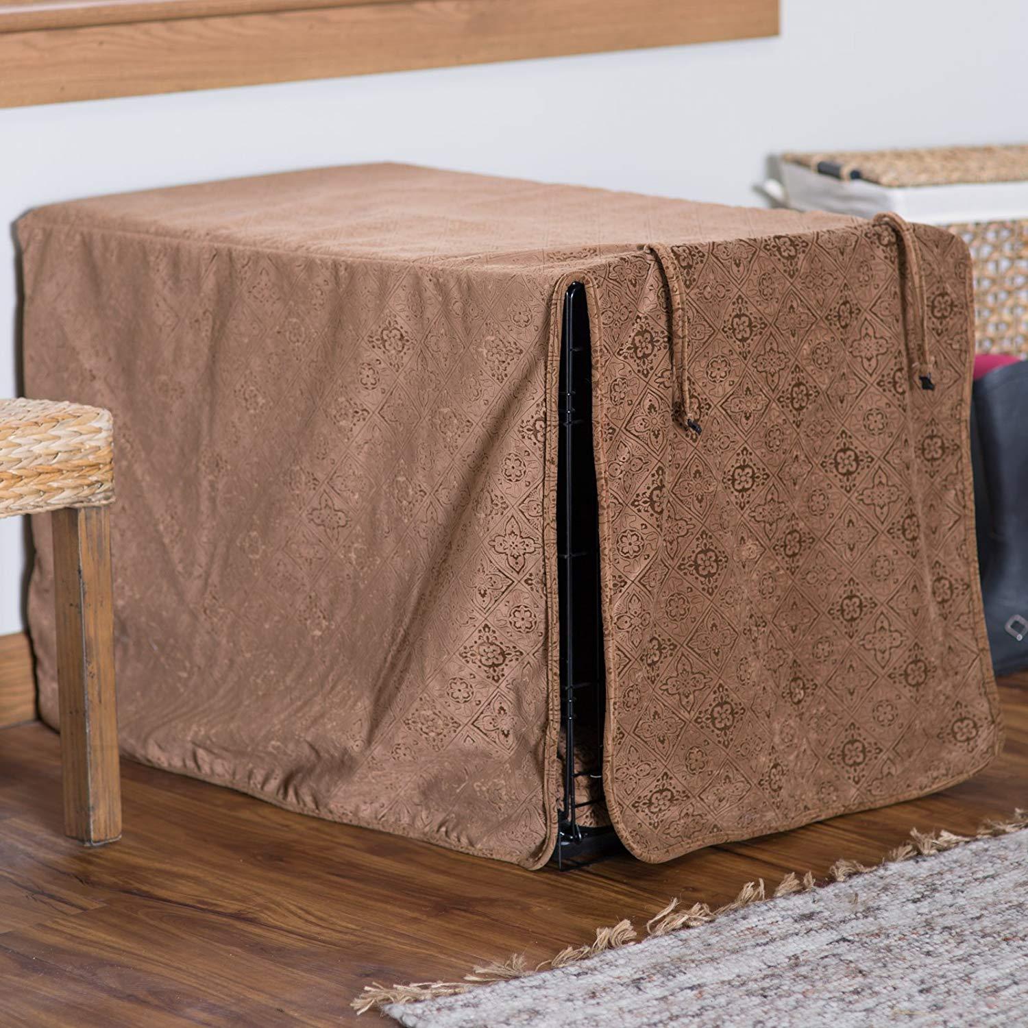 Bowsers Luxury Diam Microvelvet Dog Crate Cover Color: Driftwood, Size: Lar(23" H x 36" W x 25" D)