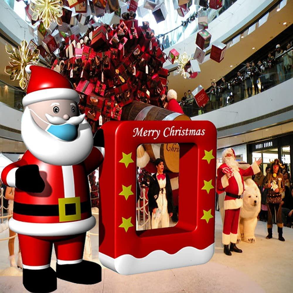9.8 x 9.5FT Christmas Inflatables, Inflatable Santa Claus with Photo Frame for Christmas Outdoor with -in Blower for Holiday/Party/Xmas/Yard/Garden/Shopping Mall