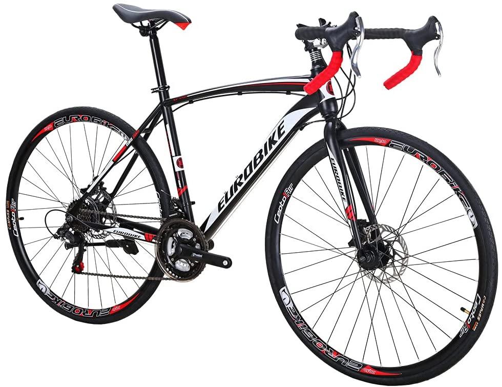 Eurobike XC550 Road Bike 21 Speed 49 cm Frame 700C L Wheels Road Bicycle Dual Disc Brake Bicycle Black-White 30