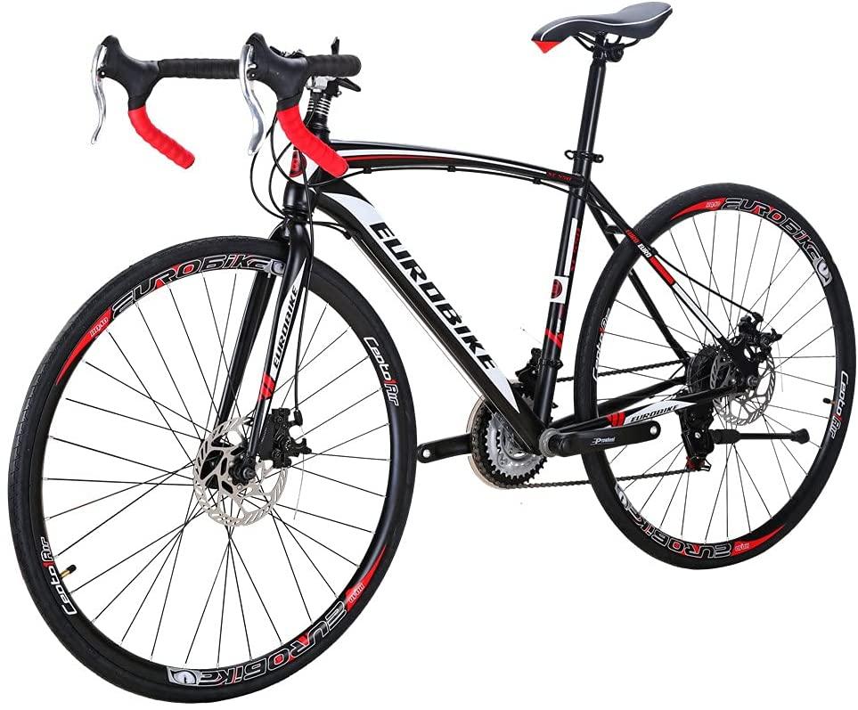 Eurobike XC550 Road Bike 21 Speed 49 cm Frame 700C L Wheels Road Bicycle Dual Disc Brake Bicycle Black-White 30