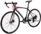 Eurobike XC550 Road Bike 21 Speed 49 cm Frame 700C L Wheels Road Bicycle Dual Disc Brake Bicycle Black-White 30