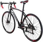 Eurobike XC550 Road Bike 21 Speed 49 cm Frame 700C L Wheels Road Bicycle Dual Disc Brake Bicycle Black-White 30