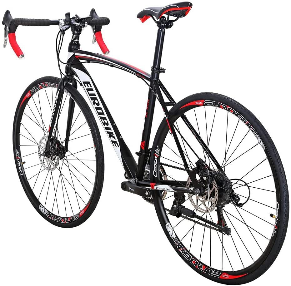 Eurobike XC550 Road Bike 21 Speed 49 cm Frame 700C L Wheels Road Bicycle Dual Disc Brake Bicycle Black-White 30