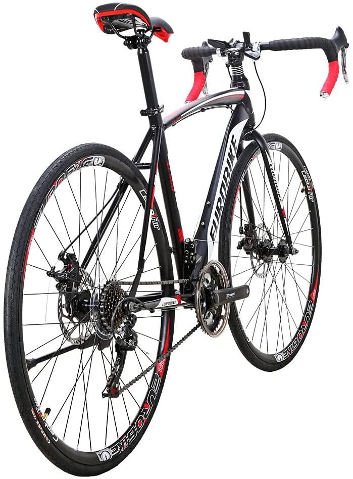 Eurobike XC550 Road Bike 21 Speed 49 cm Frame 700C L Wheels Road Bicycle Dual Disc Brake Bicycle Black-White 30