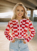 sweater cardigan - pink &amp; red