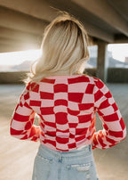sweater cardigan - pink &amp; red