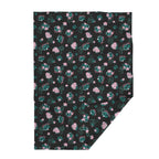 Luxe Velvet Throw Blanket, 50" x 70" - Electric  Floral Victorian SkelBones Natural Neon Print Blanket by Spoonflower