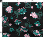Luxe Velvet Throw Blanket, 50" x 70" - Electric  Floral Victorian SkelBones Natural Neon Print Blanket by Spoonflower