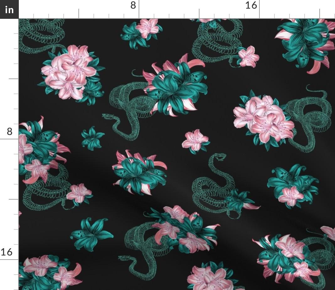 Luxe Velvet Throw Blanket, 50" x 70" - Electric  Floral Victorian SkelBones Natural Neon Print Blanket by Spoonflower