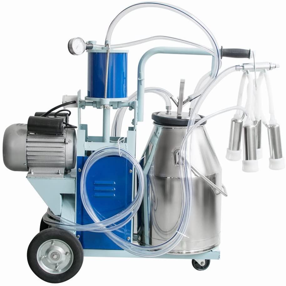 denshine electric milking machine 25l milking milker portable milking machine for cow ewe milk sheep milker for farm with stainless steel bucket, 1440rmp/min agricultural milking machine