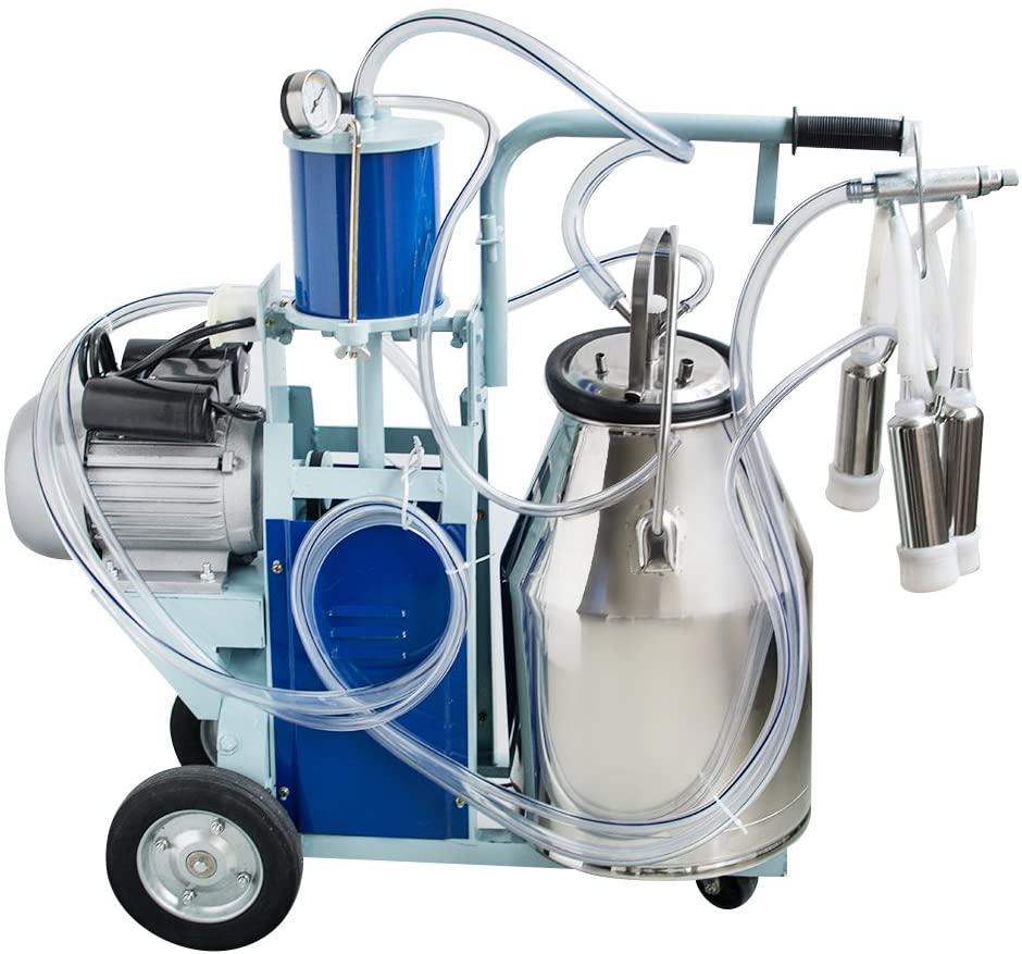 denshine electric milking machine 25l milking milker portable milking machine for cow ewe milk sheep milker for farm with stainless steel bucket, 1440rmp/min agricultural milking machine