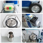 denshine electric milking machine 25l milking milker portable milking machine for cow ewe milk sheep milker for farm with stainless steel bucket, 1440rmp/min agricultural milking machine