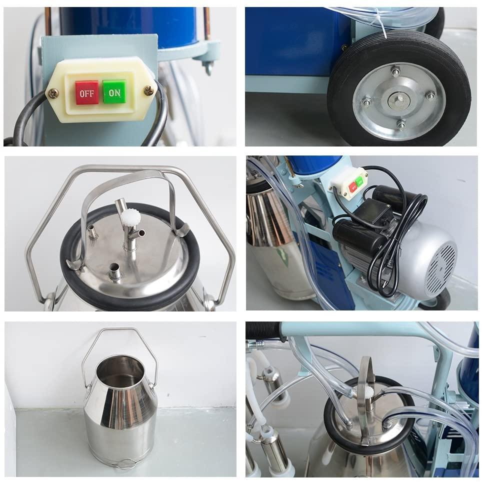 denshine electric milking machine 25l milking milker portable milking machine for cow ewe milk sheep milker for farm with stainless steel bucket, 1440rmp/min agricultural milking machine