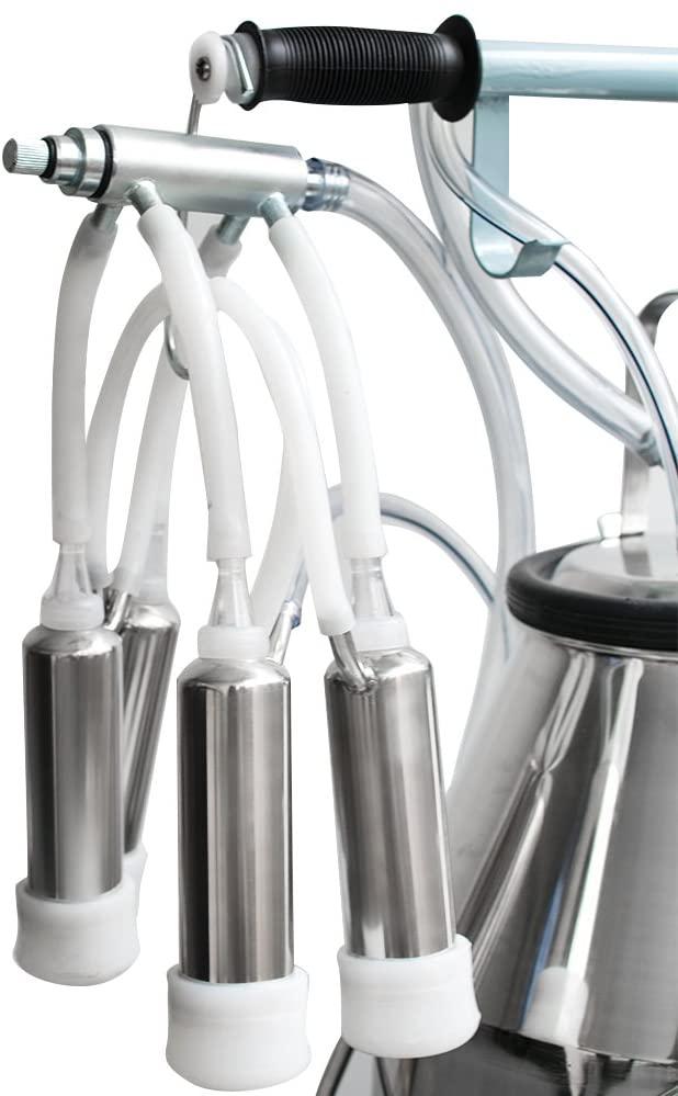denshine electric milking machine 25l milking milker portable milking machine for cow ewe milk sheep milker for farm with stainless steel bucket, 1440rmp/min agricultural milking machine