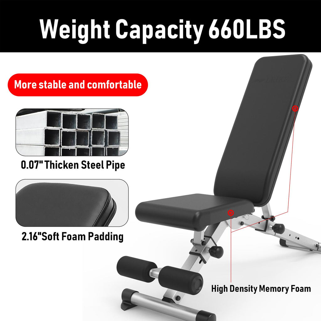 Leikefitness Dumbbell Weight Bench Adjustable Benches Incline Decline Workout Gym 660 lb Adjustment