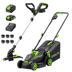 20V Electric Lawn Mower &amp; 12-Inch 2-in-1 String Trimmer/Edger Combo, 13-Inch Cordless Mower with 4.0Ah + 2.0Ah Batteries &amp; Charger, 5 Replacement Spools for Small Lawns