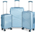 Luggage 3 Piece Set Suitcases Spinner Lightweight with TSA Approved, BLUE WAVE