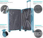 Luggage 3 Piece Set Suitcases Spinner Lightweight with TSA Approved, BLUE WAVE