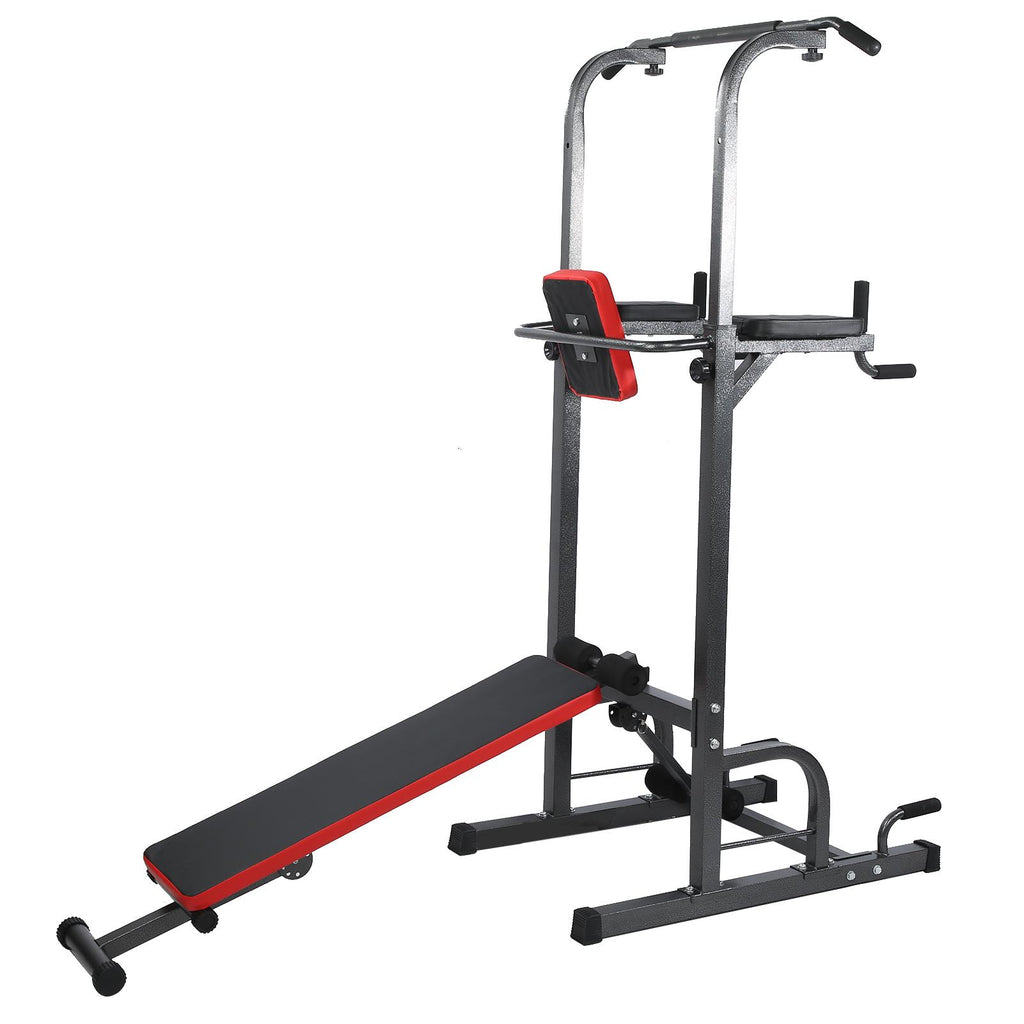 Multifunction Pull-Up Bar Bracket with Foldable supine board Bench 6 Adjustable Height Fitness Equipment