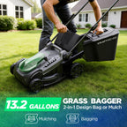 18" 40V Cordless Lawn Mower for Small to Medium Yards, Capable of Gas-Like Cuts with Brushless Motor, Used for Mulching/Bagging, 6 Heights for Seasonal Grass, Dual 5.0Ah Batteries Included