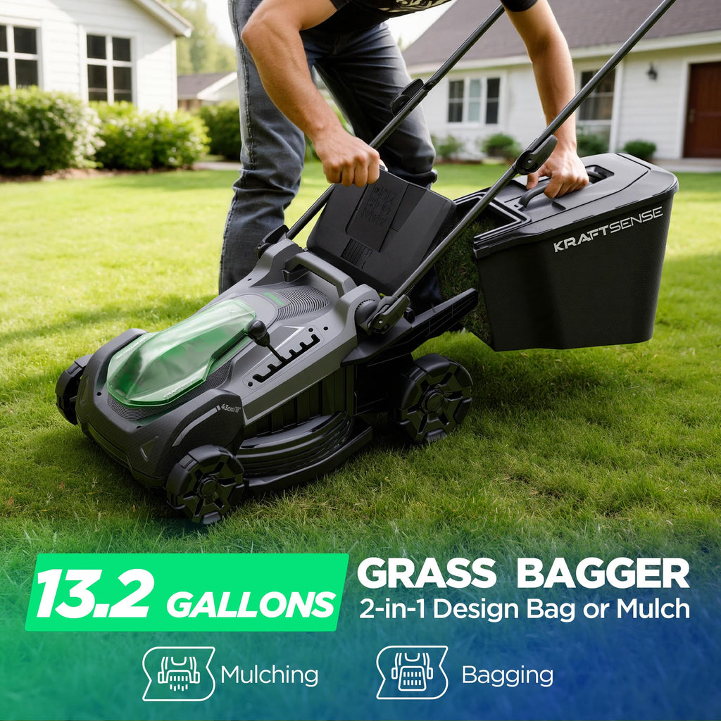 18" Electric Lawn Mower, 40V Self-Propelled Cordless Lawn Mower with 2x5.0Ah Batteries &amp; Charger, Brushless Motor, 2-in-1 Mulching &amp; Bagging, 6-Position Height Adjustment, for Small to Medium Yards