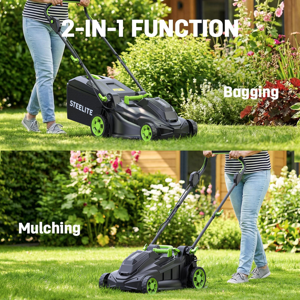40V(2x20V) 17-inch Electric Lawn Mower and 12-Inch Cordless Weed Wacker Combo with 2x4.0Ah Batteries and Dual Chargers