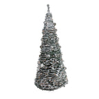 6' Pre-Lit Silver Tinsel Pop-Up Artificial Christmas Tree - Clear Lights
