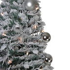 6' Pre-Lit Silver Tinsel Pop-Up Artificial Christmas Tree - Clear Lights