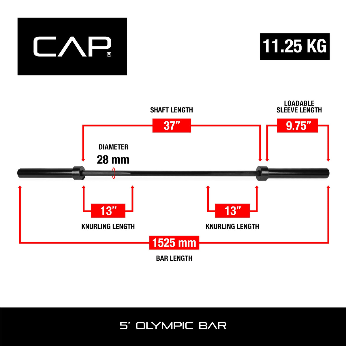 CAP Barbell Olympic Weight Bar, 5 Ft.
