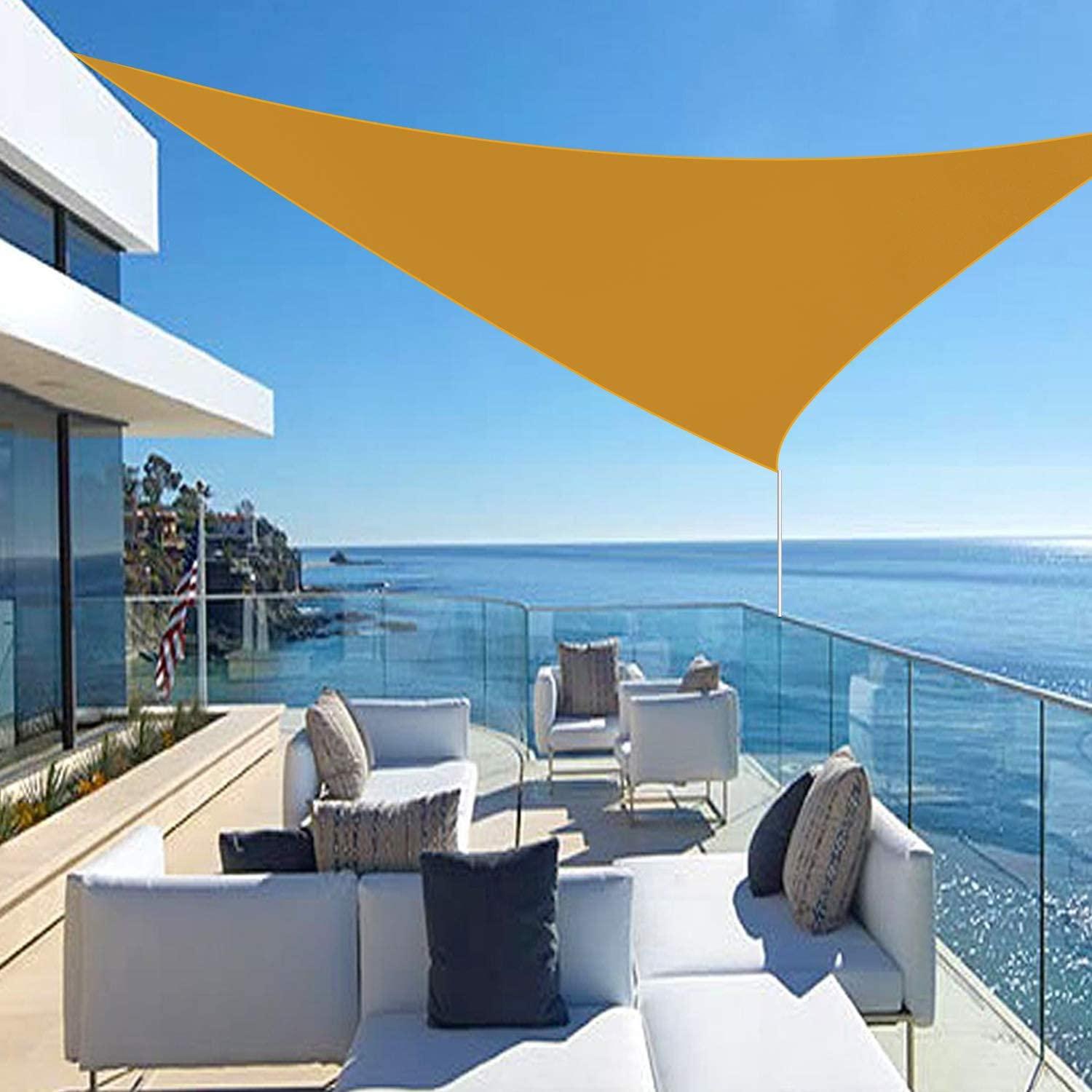Jneaicn Shade Sail Waterproof Sun Canopy Triangle 23'x 23'x 23' Shade Sails UV Block for Patio Backyard Lawn Yard in Color Goose Yellow