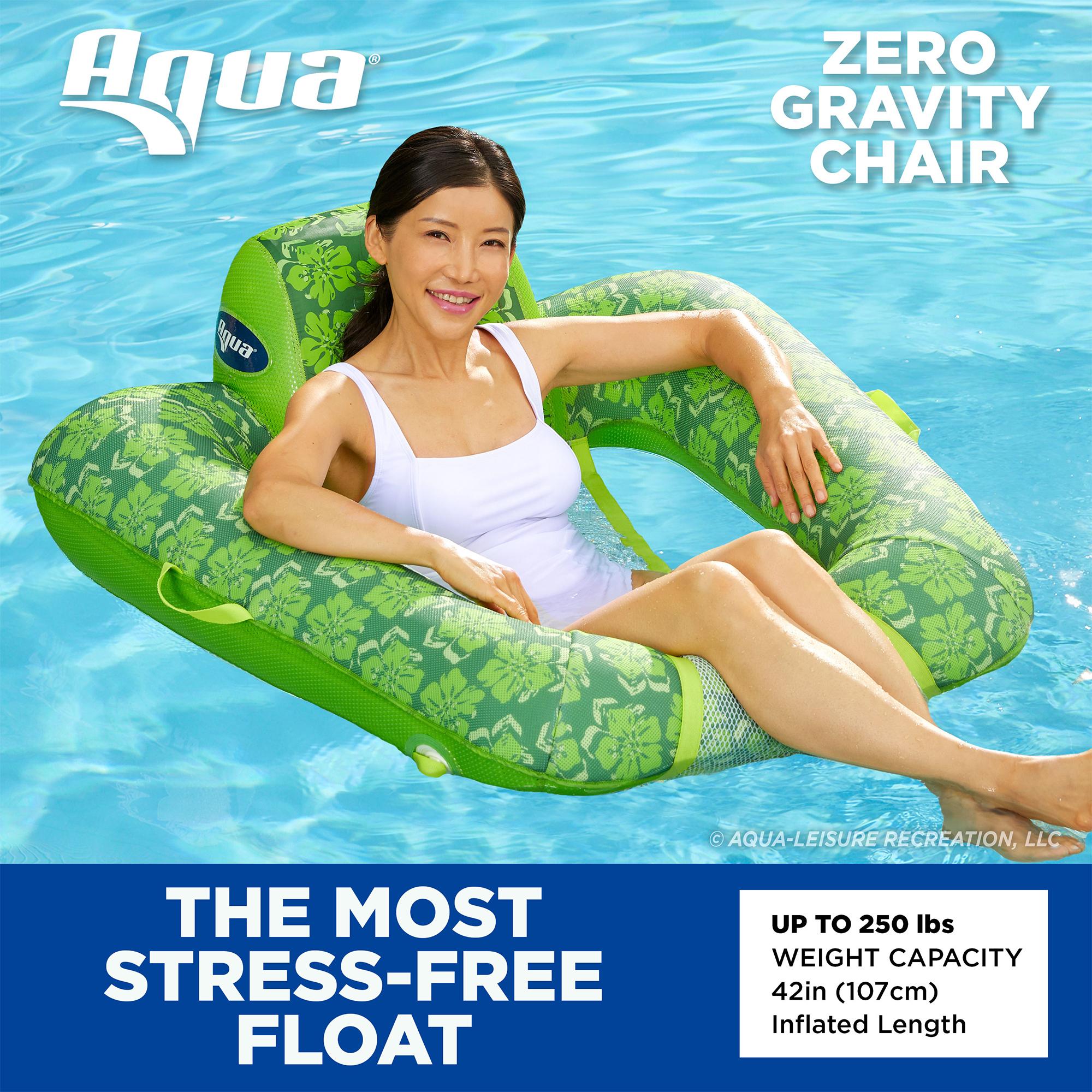 Aqua Leisure Zero Gravity Comfortable Hammock Style Inflatable Swimming Pool Chair Lounge Float w/ Leg and Arm Rests, Floral