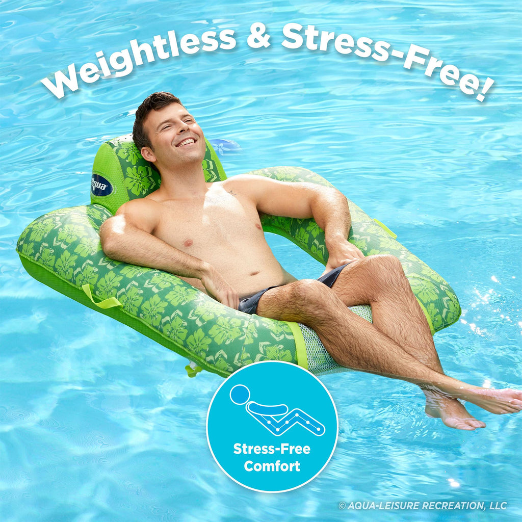 Aqua Leisure Zero Gravity Comfortable Hammock Style Inflatable Swimming Pool Chair Lounge Float w/ Leg and Arm Rests, Floral
