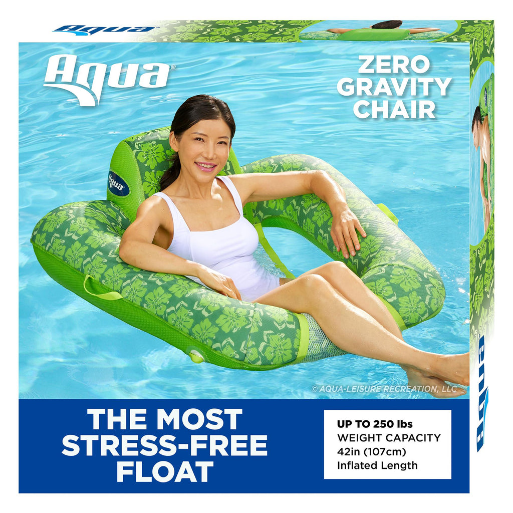 Aqua Leisure Zero Gravity Comfortable Hammock Style Inflatable Swimming Pool Chair Lounge Float w/ Leg and Arm Rests, Floral