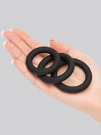 Lovehoney Get Hard Extra Thick Silicone Cock Ring Set (3 Count), Black