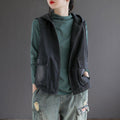 summer hooded zipper loose denim waistcoat