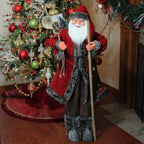 Northlight 4 ft. Standing Jolly Santa Claus with Walking Stick