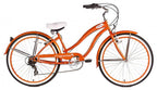 Micargi ROVER 7 Speed 26" Beach Cruiser  TX-35 7 Speed V-Brake  Steel Spokes One Piece Crank Alloy OranRims 36H With Fender Color: Orange