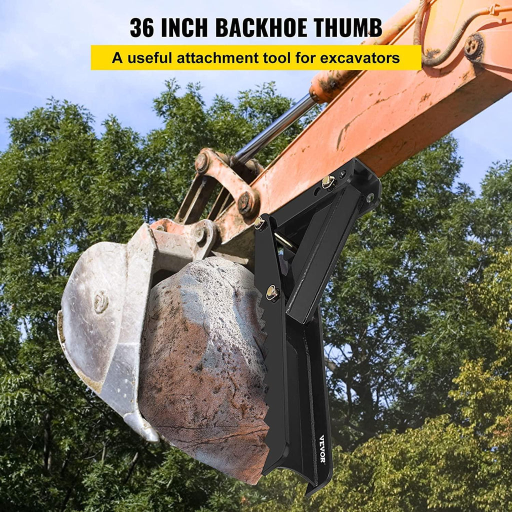 mophorn 36 inch backhoe excavator thumb attachments adjustable extreme weld on backhoe thumb hoe clamp 1/2inch teeth thick steel plate 16mm assembly bolt-on design