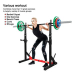 XGEEK Home Indoor Fitness Adjustable Multi-function Barbell Stand Squat Bench Press Trainer Steel Squat Rack for Gym Workout Exercise